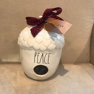 Rae Dunn peace acorn bird house
